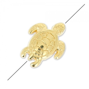 Mini turtle bead 9x7 mm fine Gold plated x1