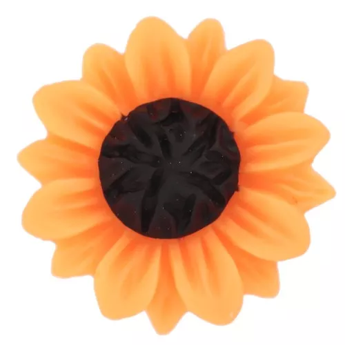 18mm Resin sunflower cabochon - Orange - Brown x1