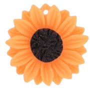 24mm Resin sunflower pendant - Orange - Brown x1|raw }}