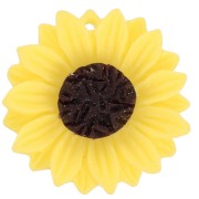 24mm Resin sunflower pendant - Yellow - Brown x1|raw }}
