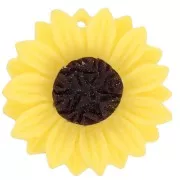 Pendentif tournesol en résine 24 mm - Jaune - Marron x1