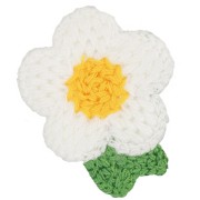 47x40mm Crocheted flower pendant - White - Yellow - Green x1|raw }}