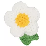 47x40mm Crocheted flower pendant - White - Yellow - Green x1