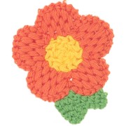 47x40mm Crocheted Flower Pendant - Orange - Yellow - Green x1