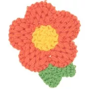 47x40mm Crocheted Flower Pendant - Orange - Yellow - Green x1