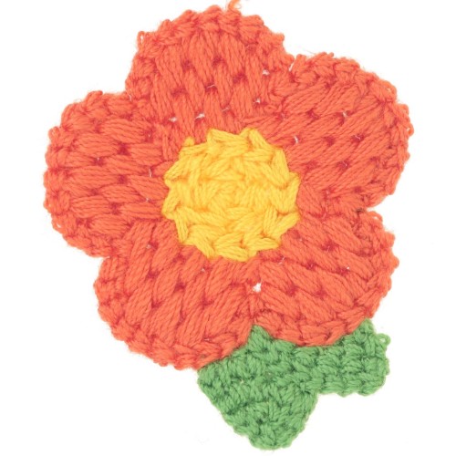47x40mm Crocheted Flower Pendant - Orange - Yellow - Green x1