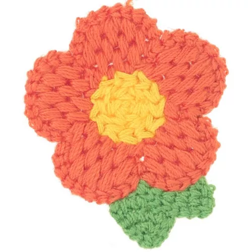 47x40mm Crocheted Flower Pendant - Orange - Yellow - Green x1
