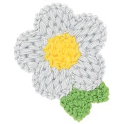 47x40mm Crocheted flower pendant - Grey - Yellow - Green x1