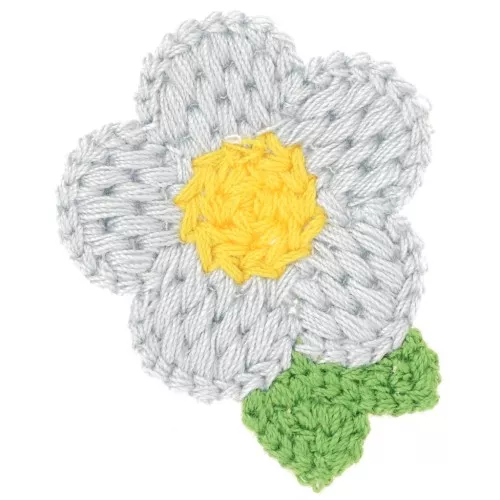47x40mm Crocheted flower pendant - Grey - Yellow - Green x1