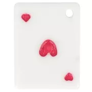 22x17mm Playing card pendant - Ace of hearts in resin - White - Red x1