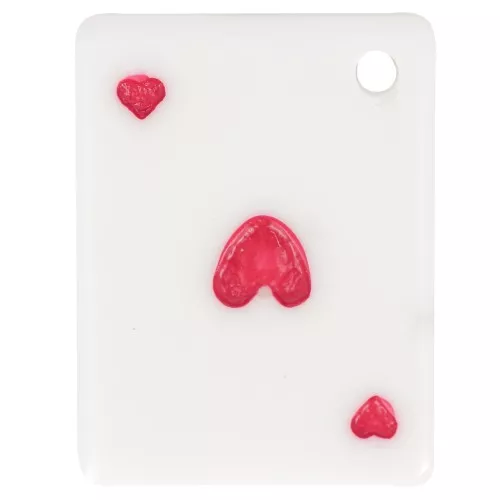 22x17mm Playing card pendant - Ace of hearts in resin - White - Red x1