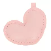 Pendentif coeur bombé 46x47 mm en similicuir - Rose clair x1