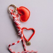 46x47mm Heart pendant in imitation leather - Red x1