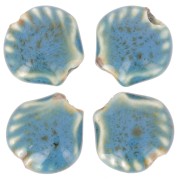 14mm Ceramic Shell Beads - Blue - Mottled Black x4