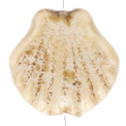 14mm Ceramic Shell Beads - Beige - Brown speckled x4