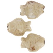 14x19mm Ceramic fish bead - Marbled Sand x1