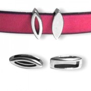 Leaf slip bead 14 mm for 10 mm lace Antique Silver Plating  x1