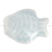 14x19mm Ceramic fish bead - Light blue x1|raw }}