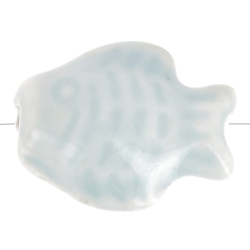 14x19mm Ceramic fish bead - Light blue x1
