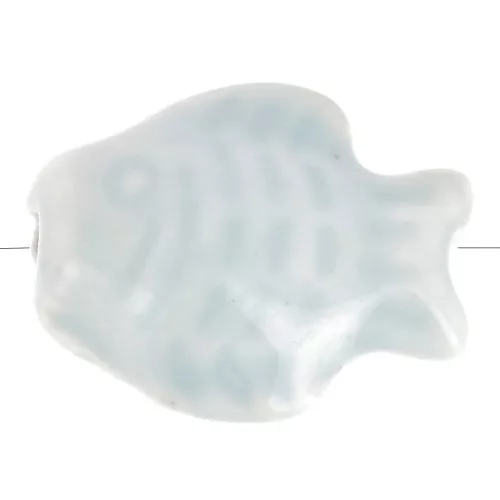 14x19mm Ceramic fish bead - Light blue x1