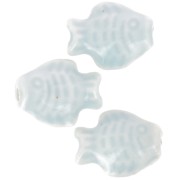 14x19mm Ceramic fish bead - Light blue x1