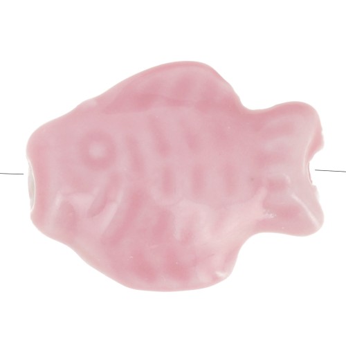 14x19mm Ceramic fish bead - Pink x1