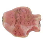 14x19mm Ceramic fish bead - Marbled Pink Coral - Beige x1