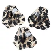 45x50mm Relief Flower Pendant in Acrylic - Black Leopard - Brown x1