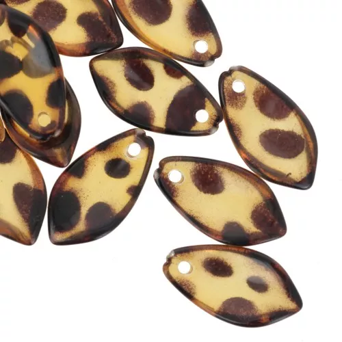 19x10mm domed flower petal sequin in acrylic - Mottled brown x12