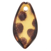 19x10mm domed flower petal sequin in acrylic - Mottled brown x12