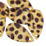 30x17mm Crinkled Sequined Flower Petal Drops in Acrylic - Mottled Brown x6