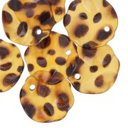 19mm Pleated round flower petal sequins in acrylic - Mottled brown x12|raw }}