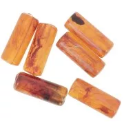 20x8mm Straight-tube transparent acrylic beads - Marbled Brown x10
