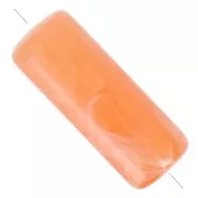 20x8 mm Straight-tube beads in translucent acrylic - Marbled orange x10