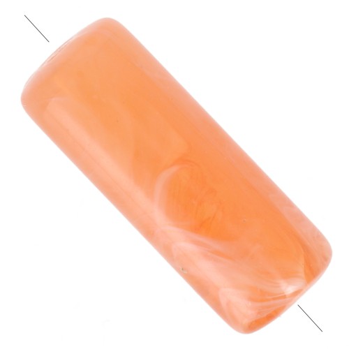 20x8 mm Straight-tube beads in translucent acrylic - Marbled orange x10