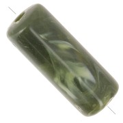 20x8 mm Straight tube beads in opaque acrylic - Dark green marbled x10