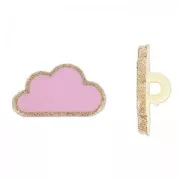 Button cloud  glitter 15 mm Light Rose/Gold x1