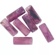 20x8 mm Straight tube beads in translucent acrylic - Marbled Plum x10
