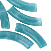 32x8mm Opaque acrylic tube beads - Duck blue marbled x6