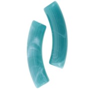 32x8mm Opaque acrylic tube beads - Duck blue marbled x6