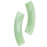 32x8mm Curved tube beads in opaque acrylic - Lichen marbled x6