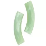 32x8mm Curved tube beads in opaque acrylic - Lichen marbled x6