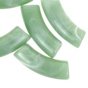 35x11mm Curved tube beads in opaque acrylic - Marbled lichen x6|raw }}