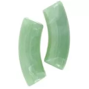 35x11mm Curved tube beads in opaque acrylic - Marbled lichen x6