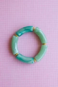 Curved tube beads 35x11mm in opaque acrylic - Lichen marbled x6