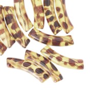 32x8mm Clear acrylic tube beads - Mottled Light Brown x6