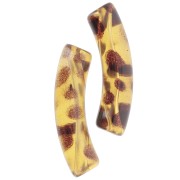 32x8mm Clear acrylic tube beads - Mottled Light Brown x6