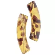 32x8mm Clear acrylic tube beads - Mottled Light Brown x6