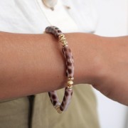 32x8mm Clear acrylic tube beads - Mottled Light Brown x6