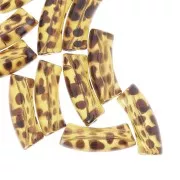 Clear acrylic 35x11 mm curved tube beads - Mottled Light Brown x6